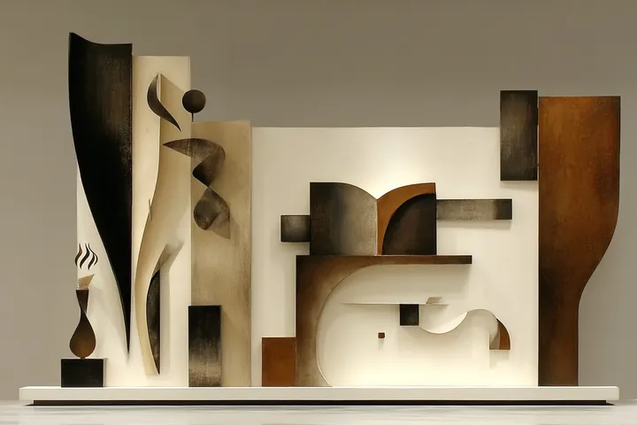 Architectural collage in copper tones
