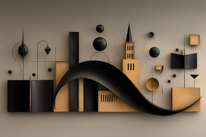 Architectural collage in umber and grey